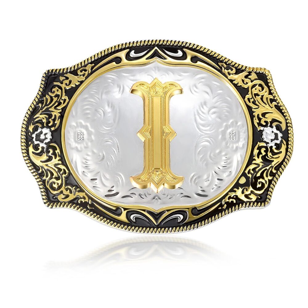 3474 Western Initial Letters Belt Buckle ABCDEFG to XYZ Golden Alphabet